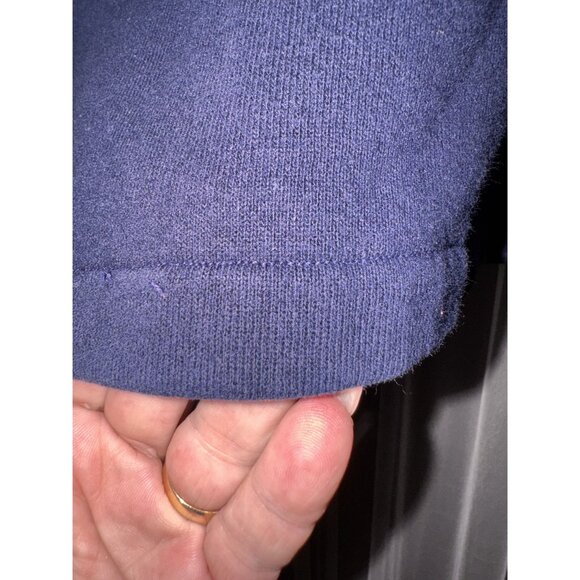 Vintage Jerzees Super Sweats Navy Blue Quarter-Zip crop Sweatshirt White Embroid - Picture 9 of 9